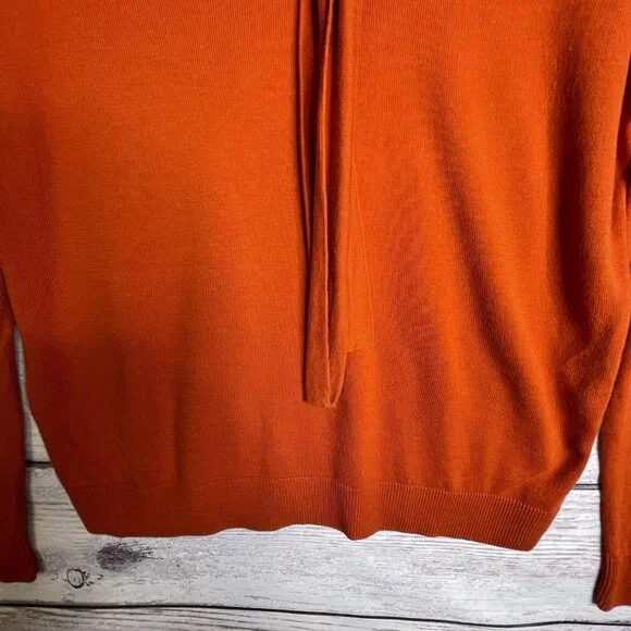 Talbots Womens Sweater Burnt Orange Size M Tie Front Collar Long Sleeve Pullover - Picture 5 of 13